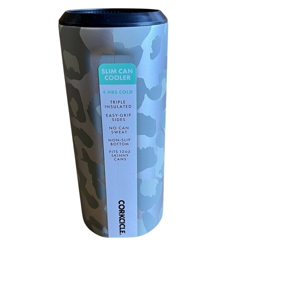 Corkcicle Slim Can Cooler Woodland Camo 12 oz‎ Insulated Green Gray
